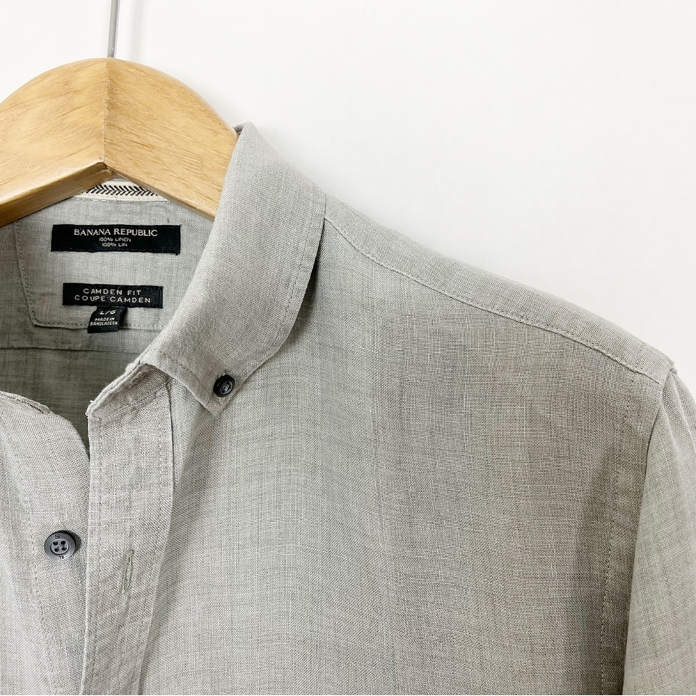 Banana Republic Light Gray Casual Button Down Linen Shirt